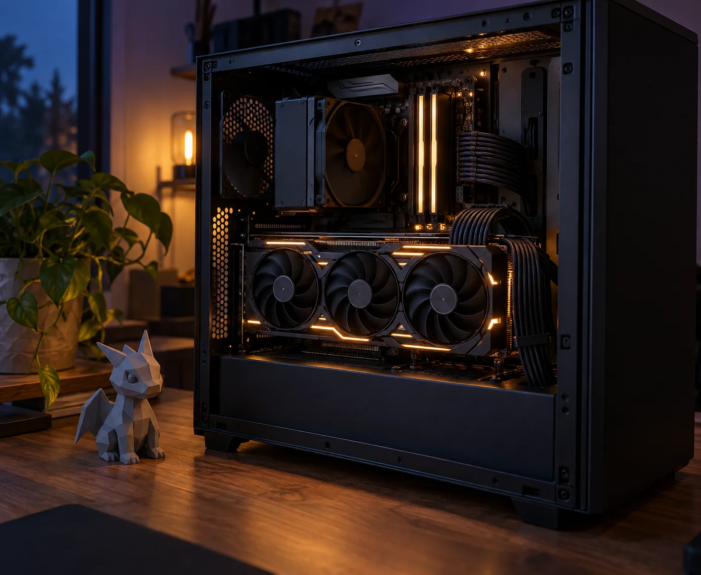 Stolní počítač s výkonnou grafickou kartou pro lokální spouštění open-source 3D modelů AI