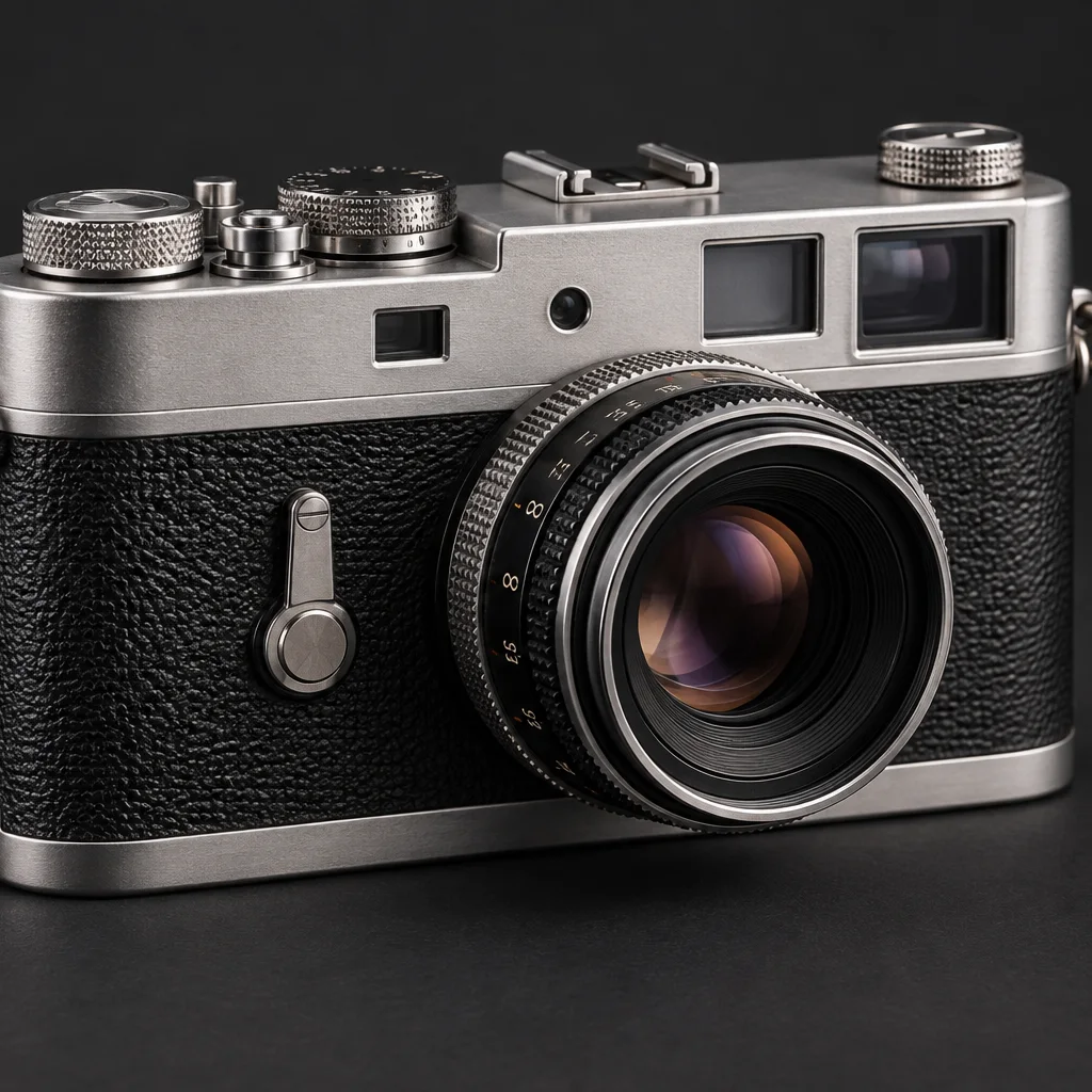 Fotocamera vintage generata come modello 3D hard-surface