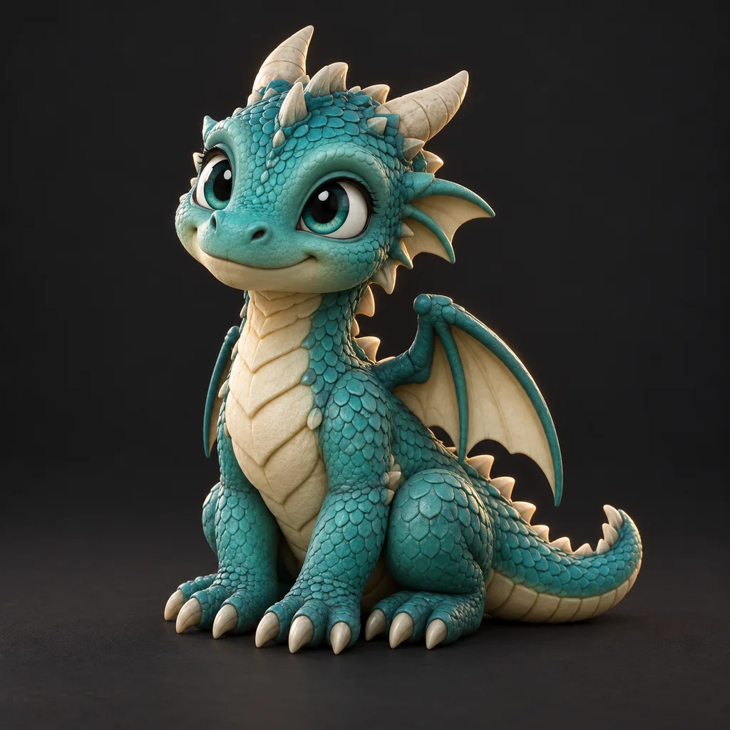 Cucciolo di drago stilizzato creato come modello 3D texturizzato