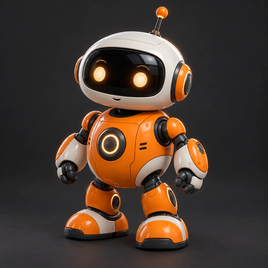 Mascotte robot giocattolo ricostruita come modello 3D con materiali PBR
