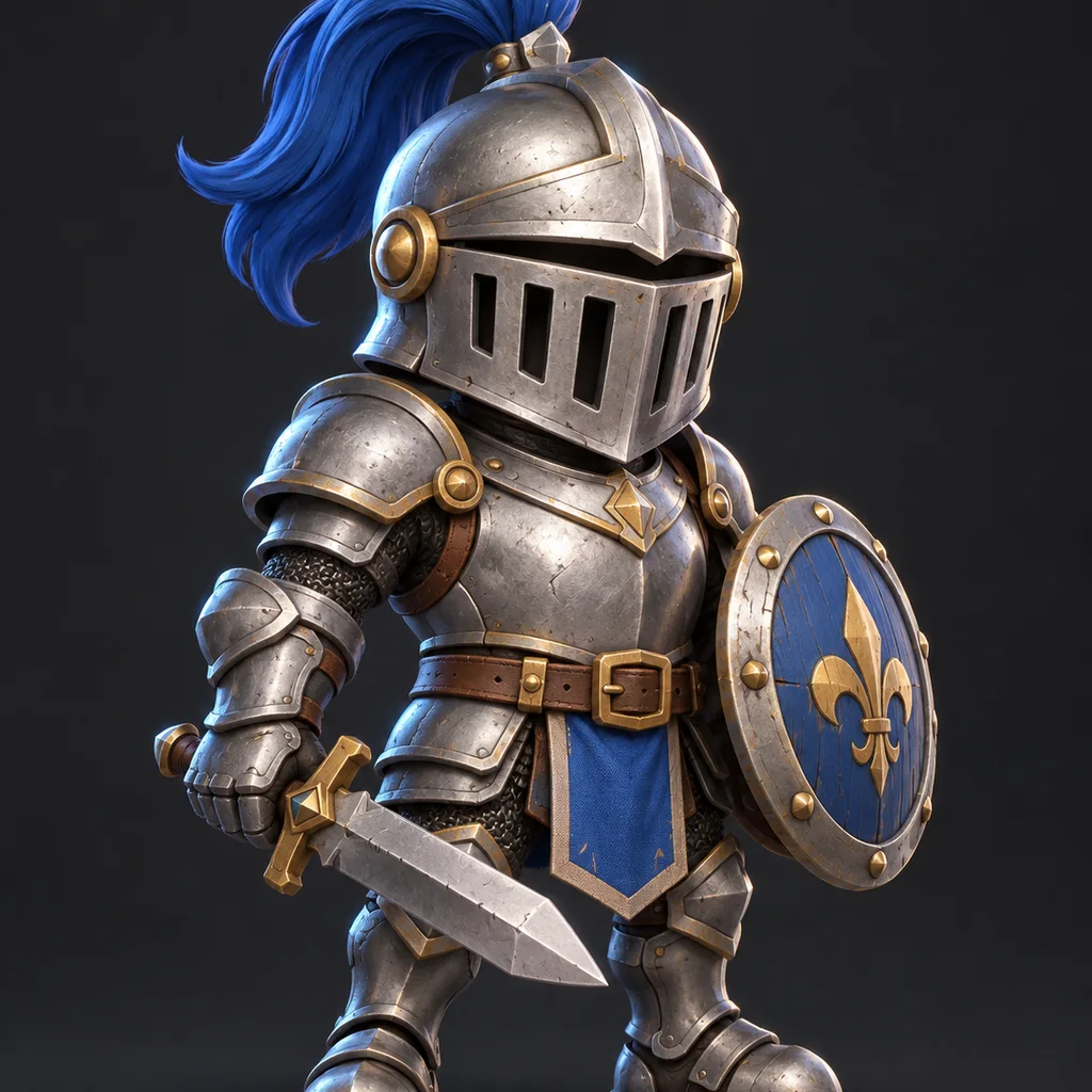 Personaggio cavaliere dei cartoni animati generato come modello 3D stilizzato