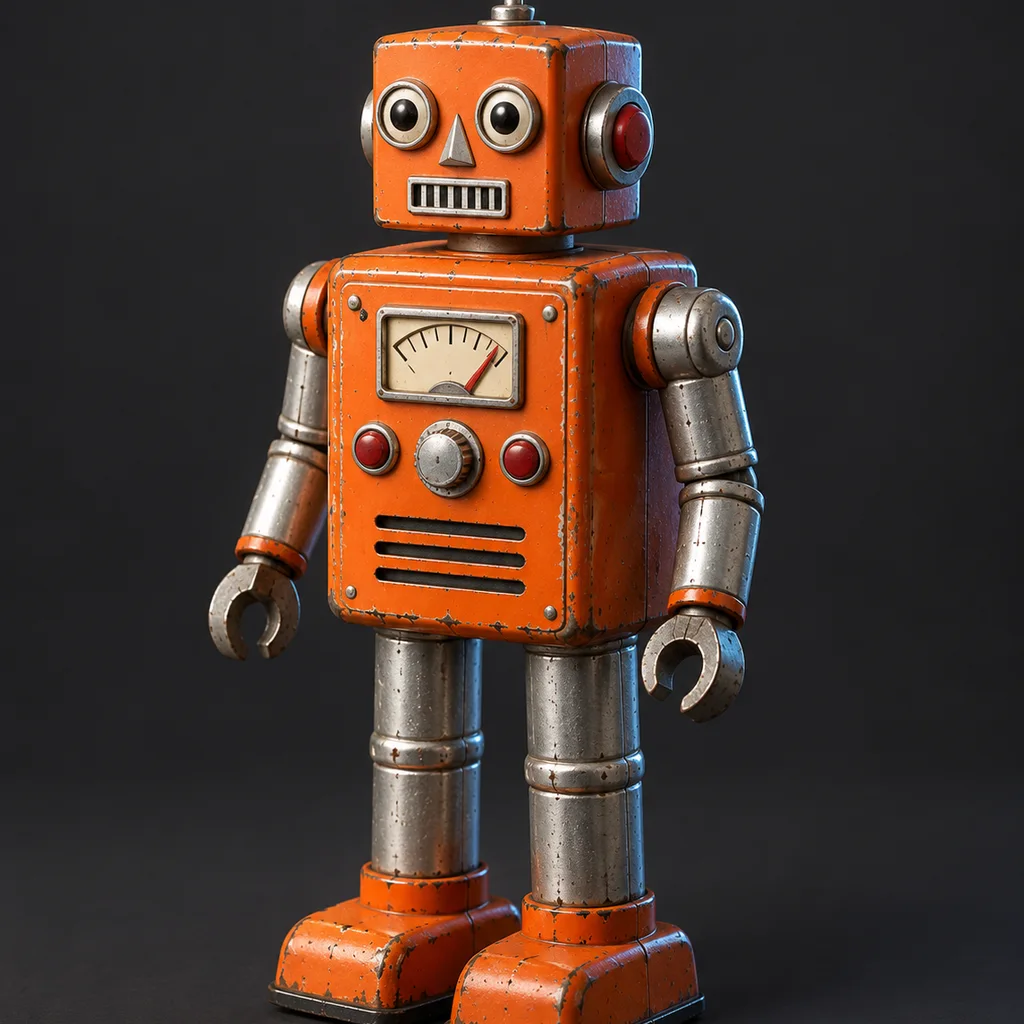 FDM baskı için keskin hatlara sahip retro teneke oyuncak robot 3D modeli