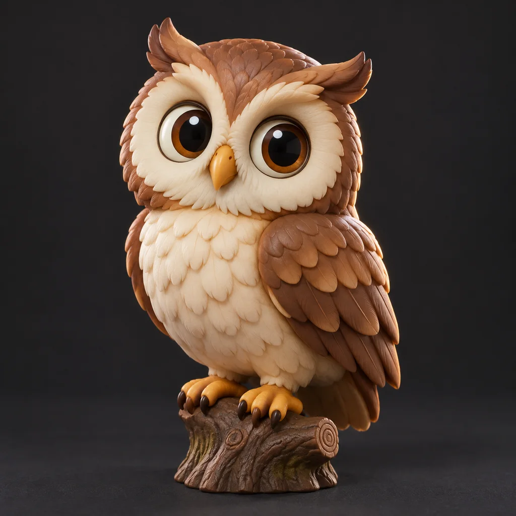 โมเดลฟิกเกอร์นกฮูกการ์ตูนพร้อมนำไปปั้นต่อใน Blender