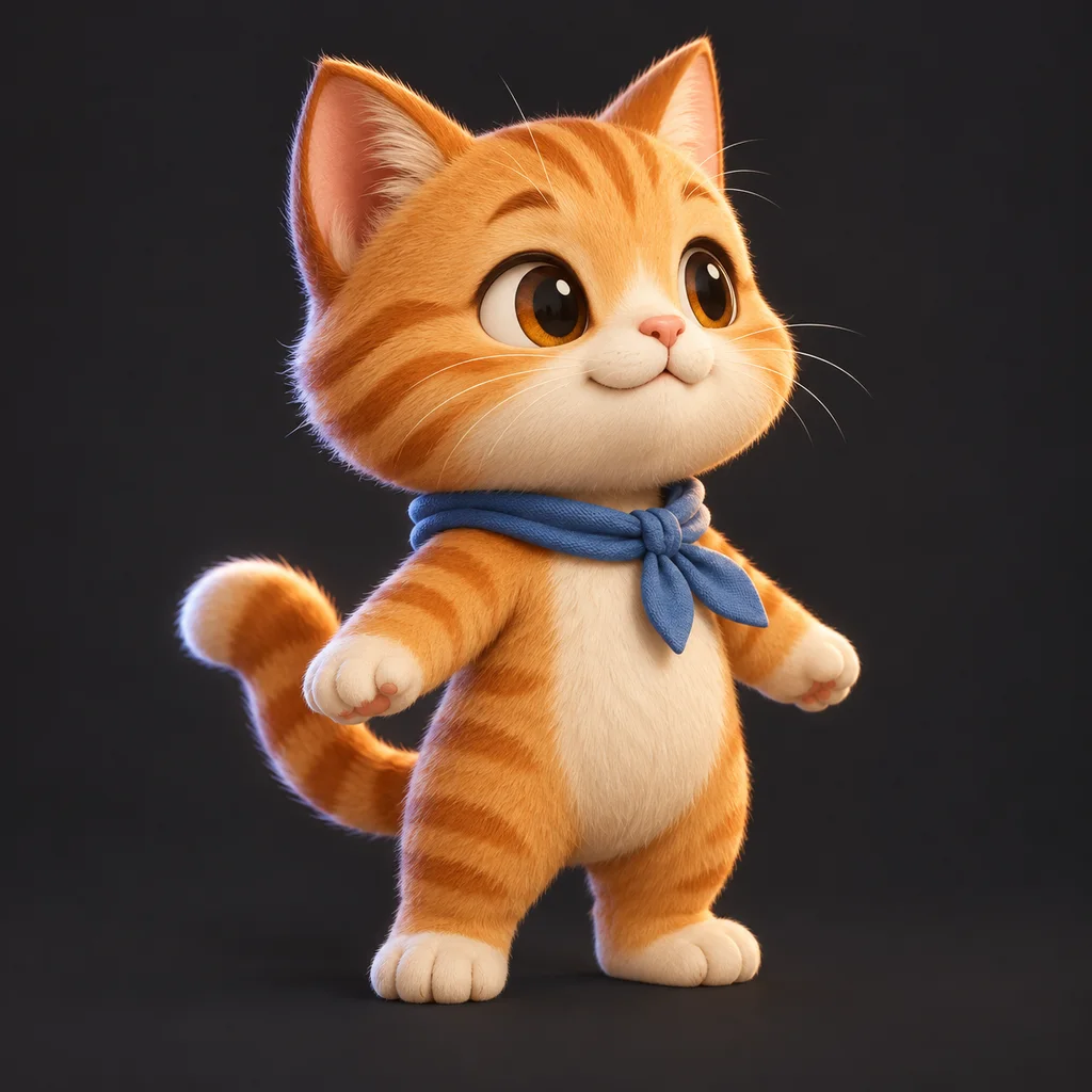 Quest bütçesine uygun boyutlandırılmış chibi kedi maskot avatarı